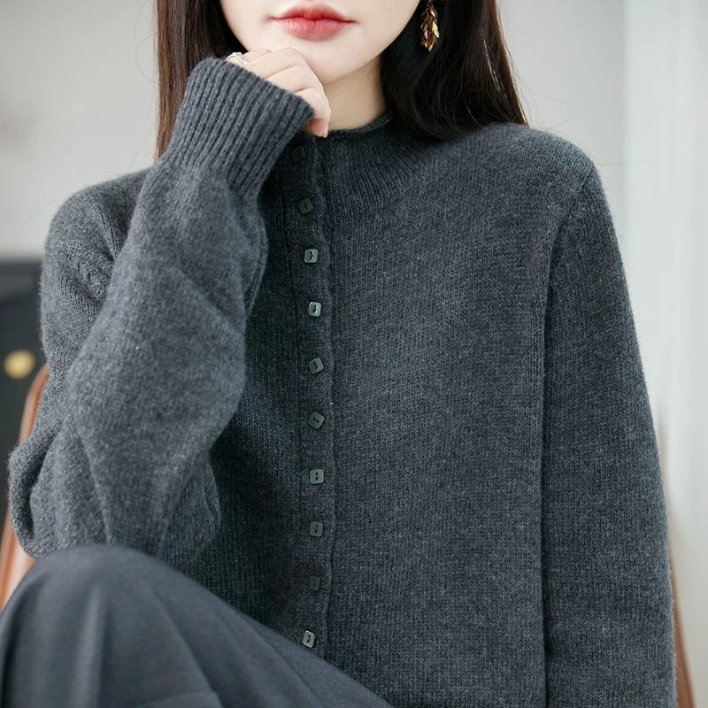 正品撤柜剪标羊毛衫半高领针织衫开衫秋冬新款加厚毛衣外套上衣