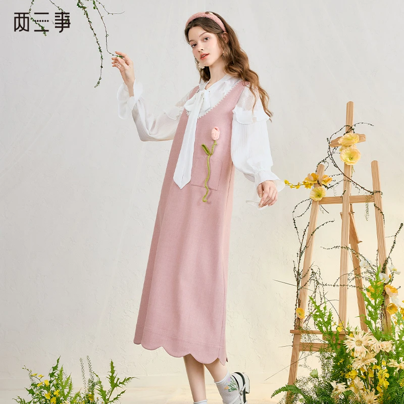 两三事欧若风2025春季新款甜美浪漫气质高级感衬衫/连衣裙