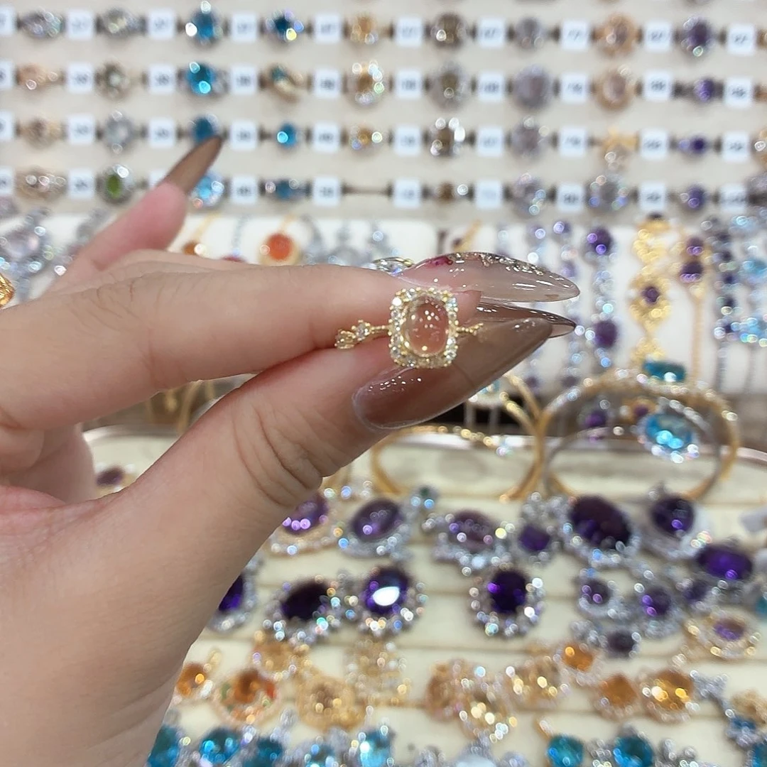 意***戒指黄晶银S925镶嵌