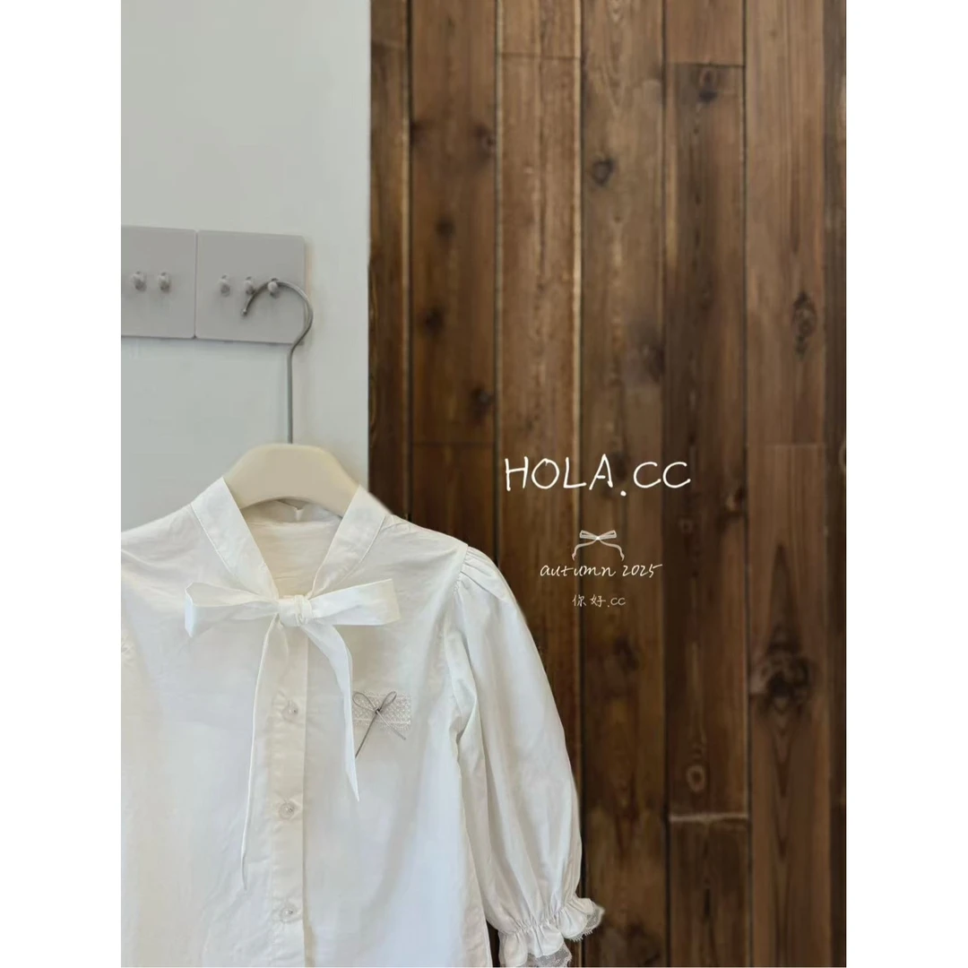 HOLA.CC·25秋~蝴蝶结领衬衫6327（汉服）米色