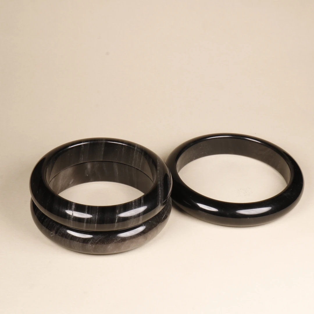 【汪氏精品】黑曜石流沙银河手镯 多样性发其一