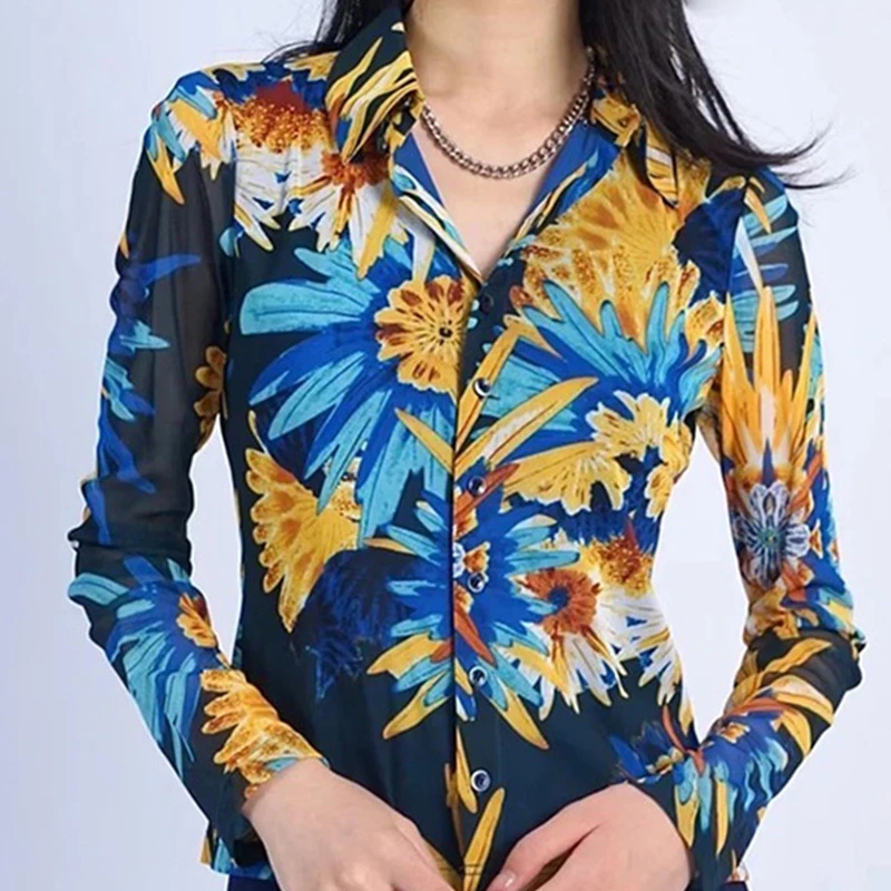 {专柜}商场同款2025秋季显瘦洋气修身POLO领弹力打底衫长袖衬衫女
