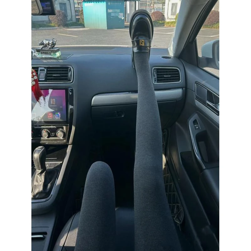 小雅姐姐 秋冬微压细条纹加绒保暖连脚打底袜II24