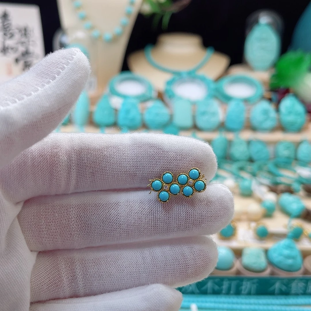 18K金镶嵌绿松石珠宝奇石