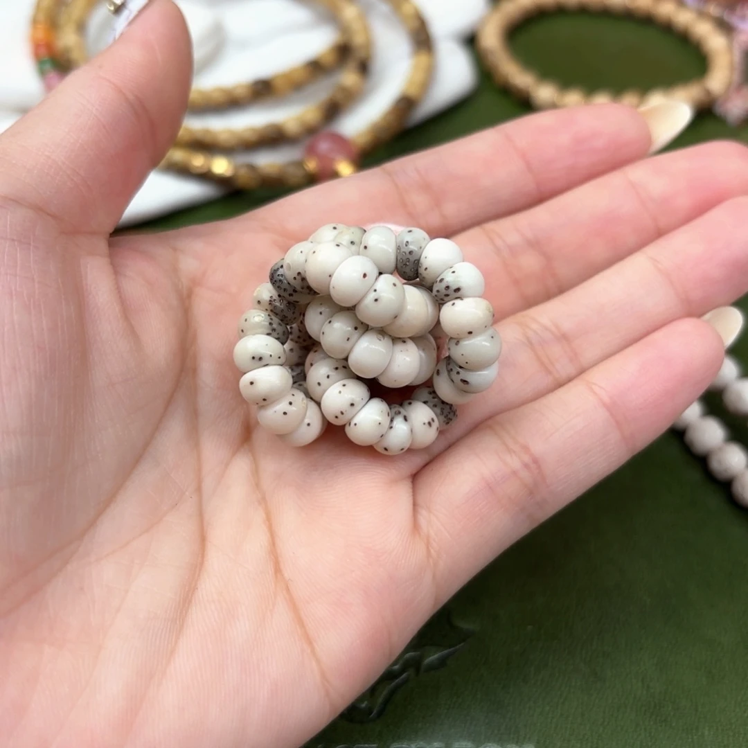 肆****星月菩提手串7mm蒜瓣大肠❗️大留白石玉料⚠️金银标⚠️