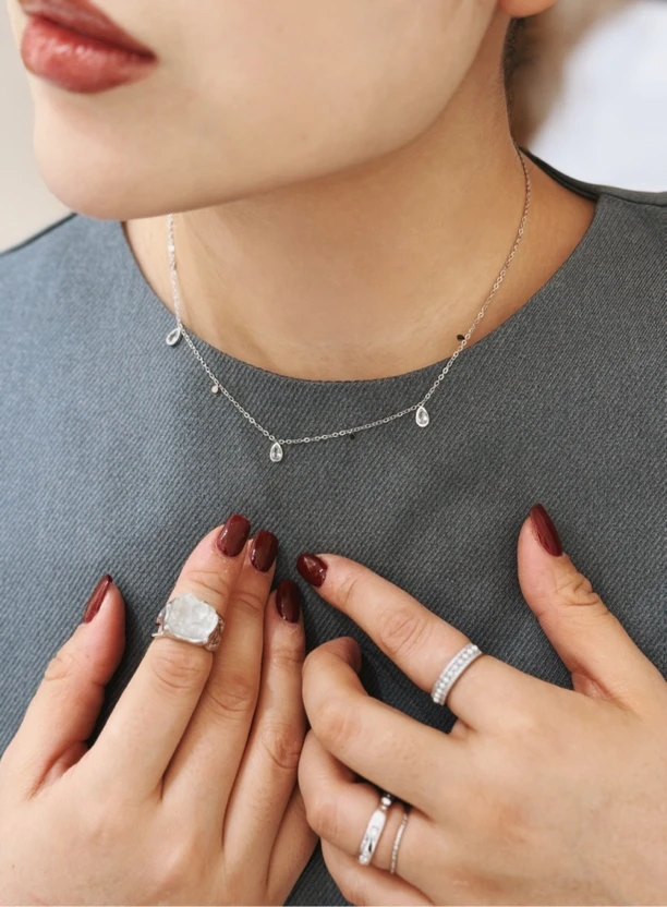 钛钢项链 女爱心/水滴/铃铛项链颈