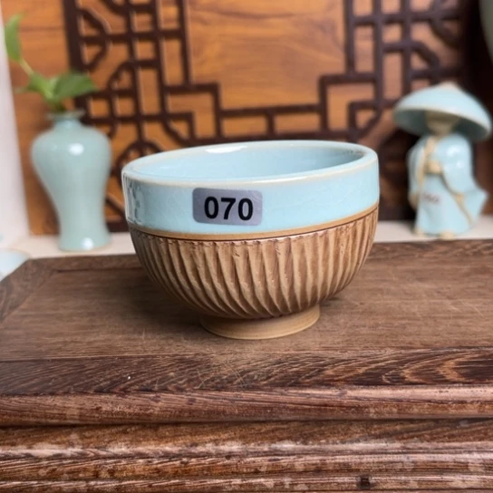 杯070重工天青釉高足碗杯一级品110ml