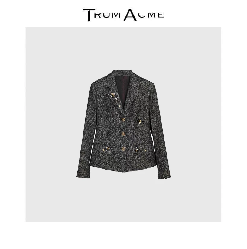 TrumAcme~老钱风2025秋季新款粗花呢短外套上衣时尚通勤收腰显瘦