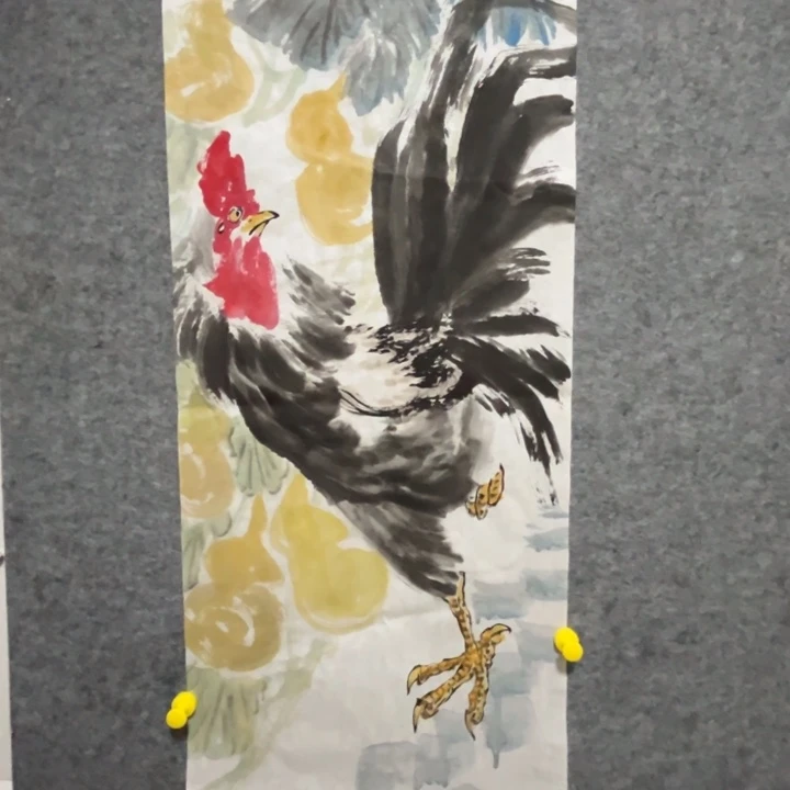 竖款大鱼书画艺术作品