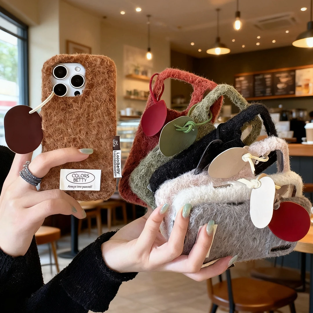 冬款毛绒适用17苹果16promax新款iPhone15pro手机壳14韩系3高级感