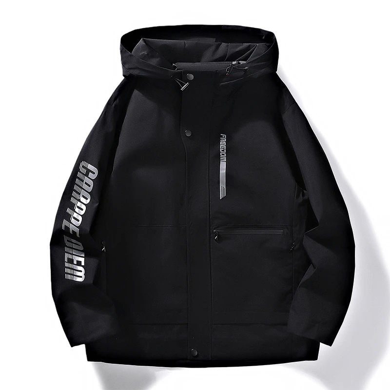 现货工装外套男潮牌宽松户外运动防风防水冲锋衣休闲百搭登山夹克