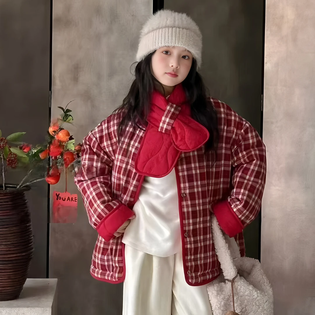女童双面穿棉服冬季2025新款洋气大儿童冬装棉衣加厚保暖棉袄外套