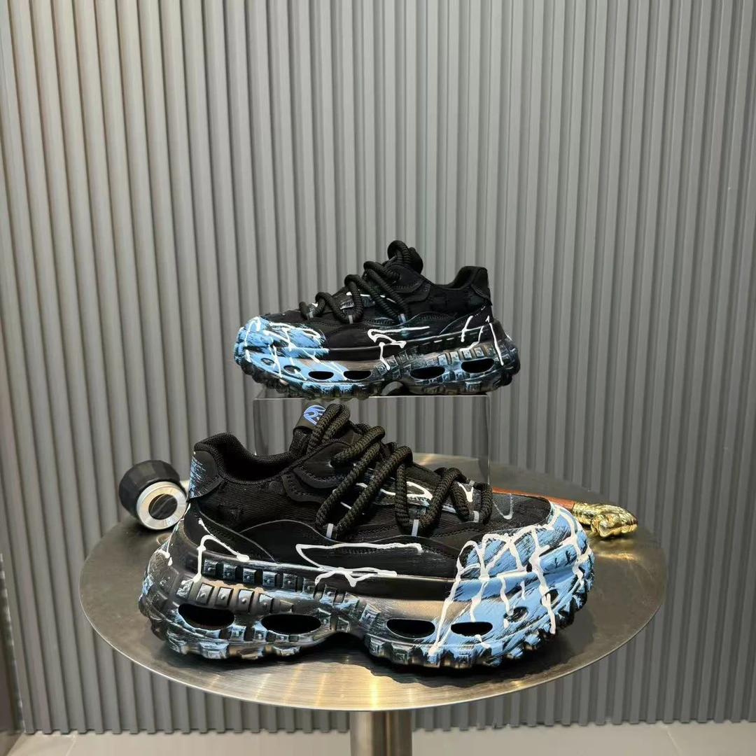 时尚拼色休闲鞋低帮系带舒适春夏季新款百搭透气增高男鞋