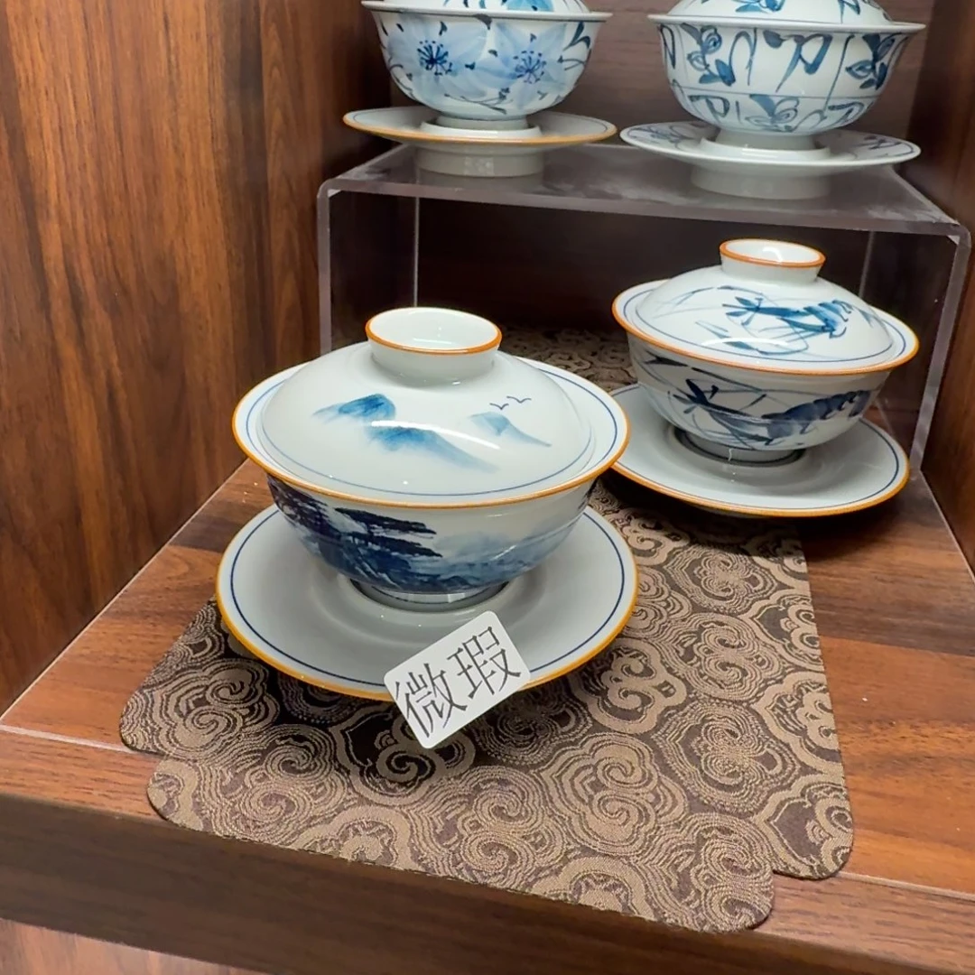釉下手绘茶具微瑕