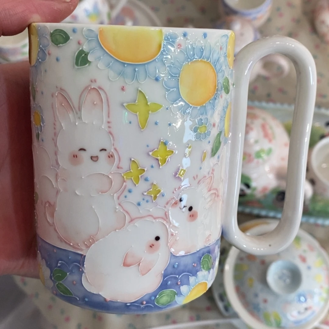 瓷片兔子马克杯微瑕