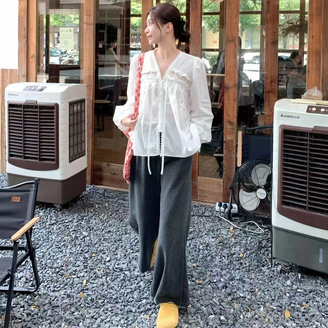 小岛裤-显瘦藏胯慵懒随性舒适百搭韩版气质微喇休闲裤