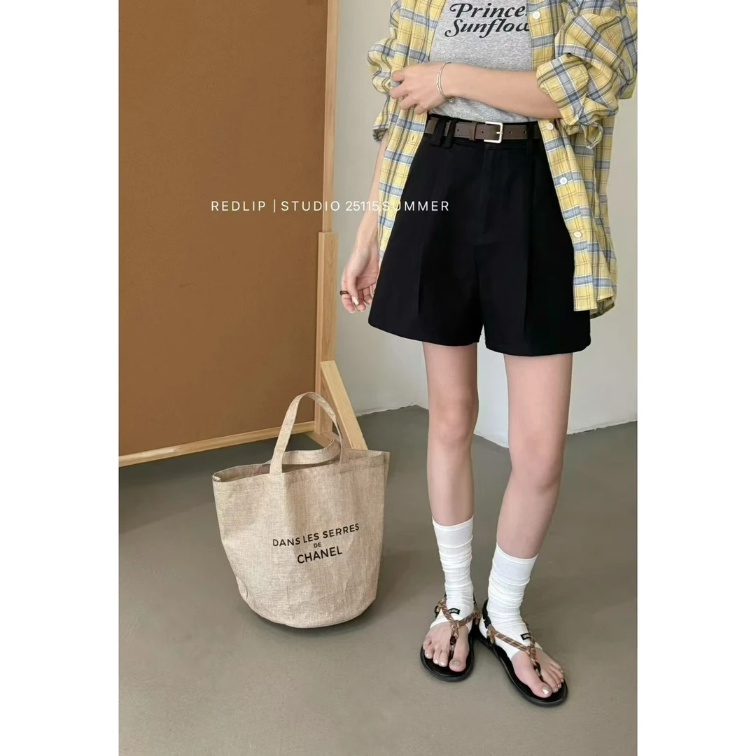 25115#巨百搭~夏季高腰显瘦a字阔腿短裤