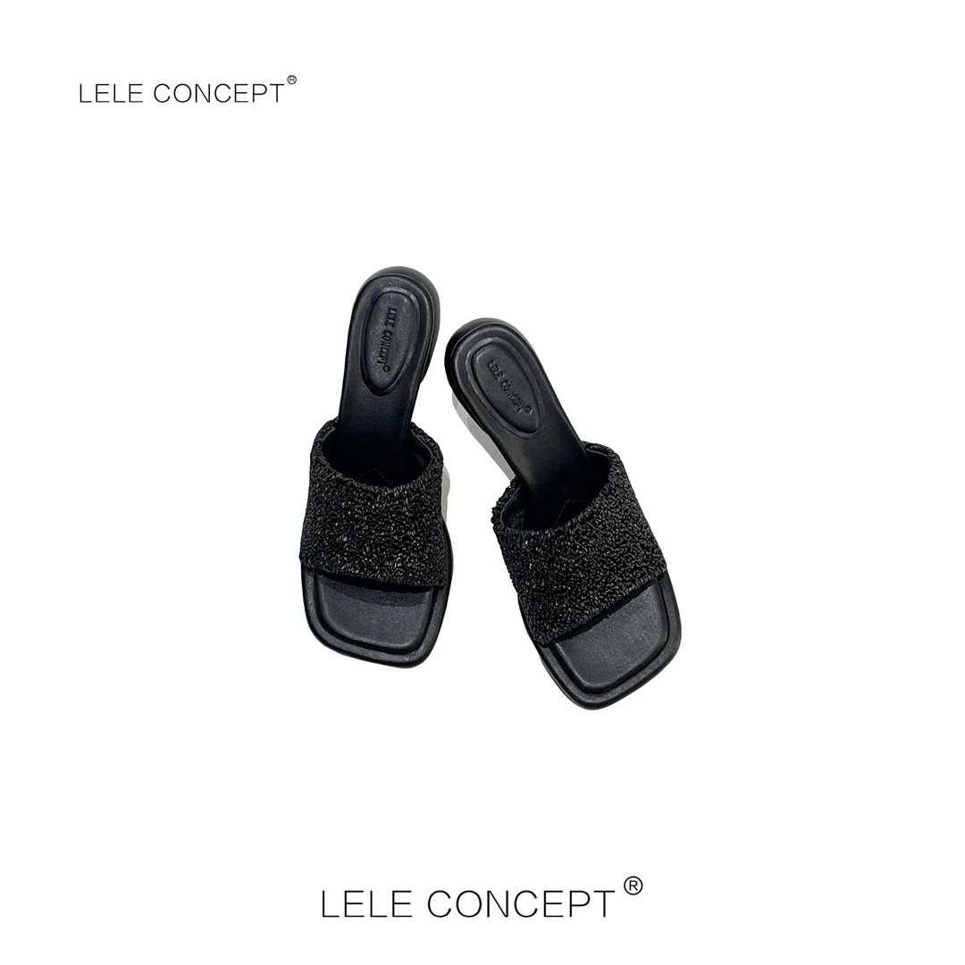 LELE CONCEPT丨优雅气质高级感宽带方头拖鞋X0212