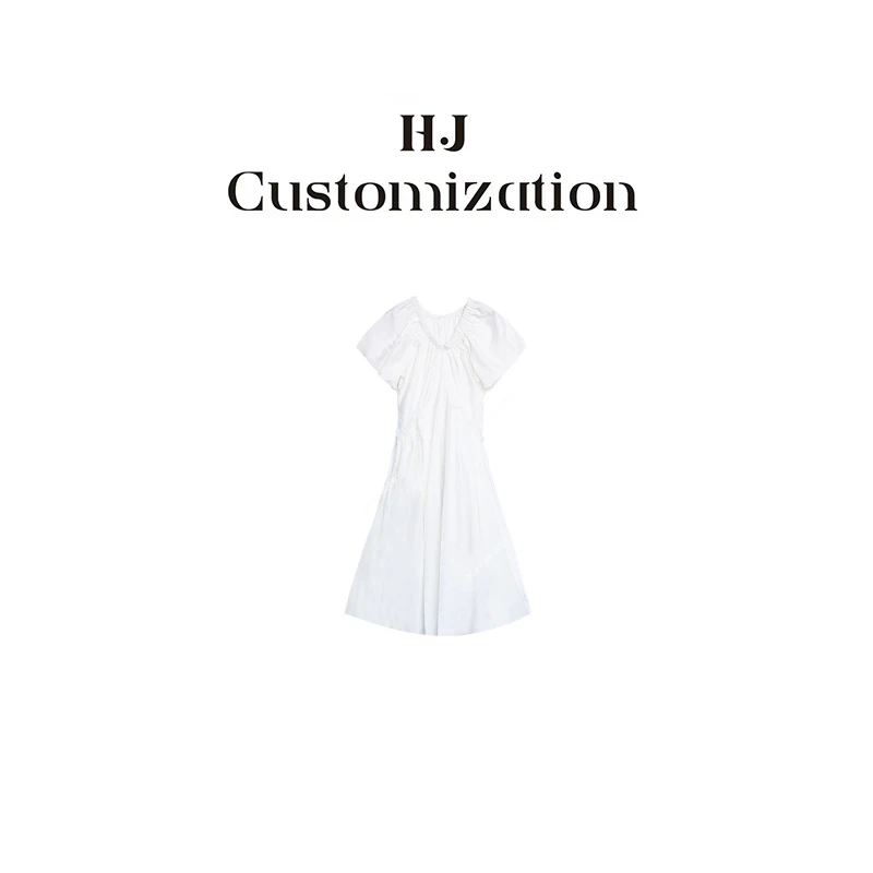 【 H·J 】“浮生梦”法式收腰气质设计感泡泡袖连衣裙2377