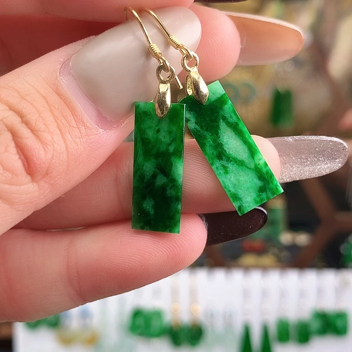 翡翠银S925镶嵌耳饰耳饰