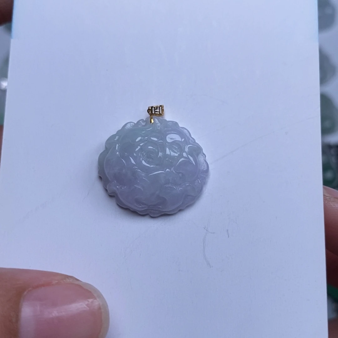 翡翠18K金镶嵌颈饰花