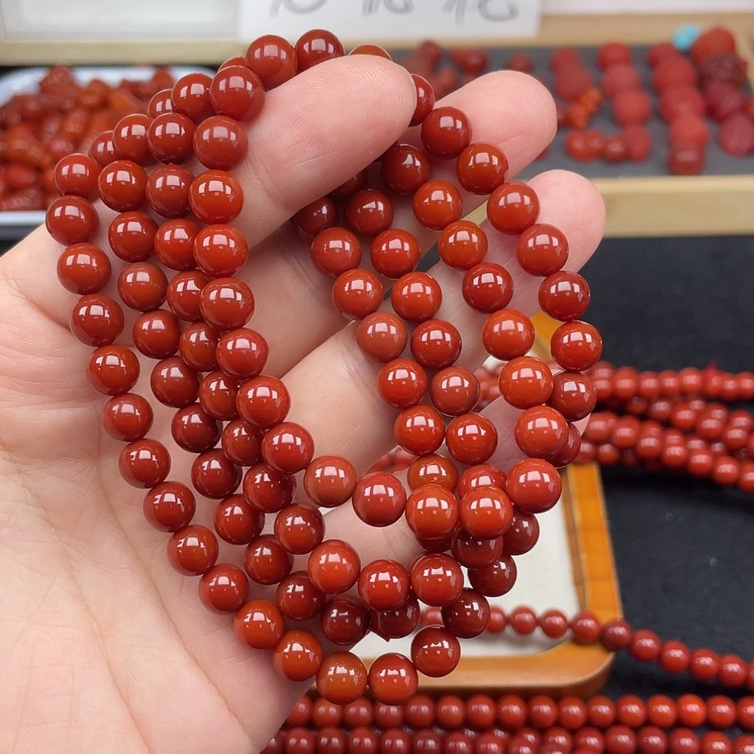 未镶嵌2号瓦西牛血红卡8长链南红玛瑙