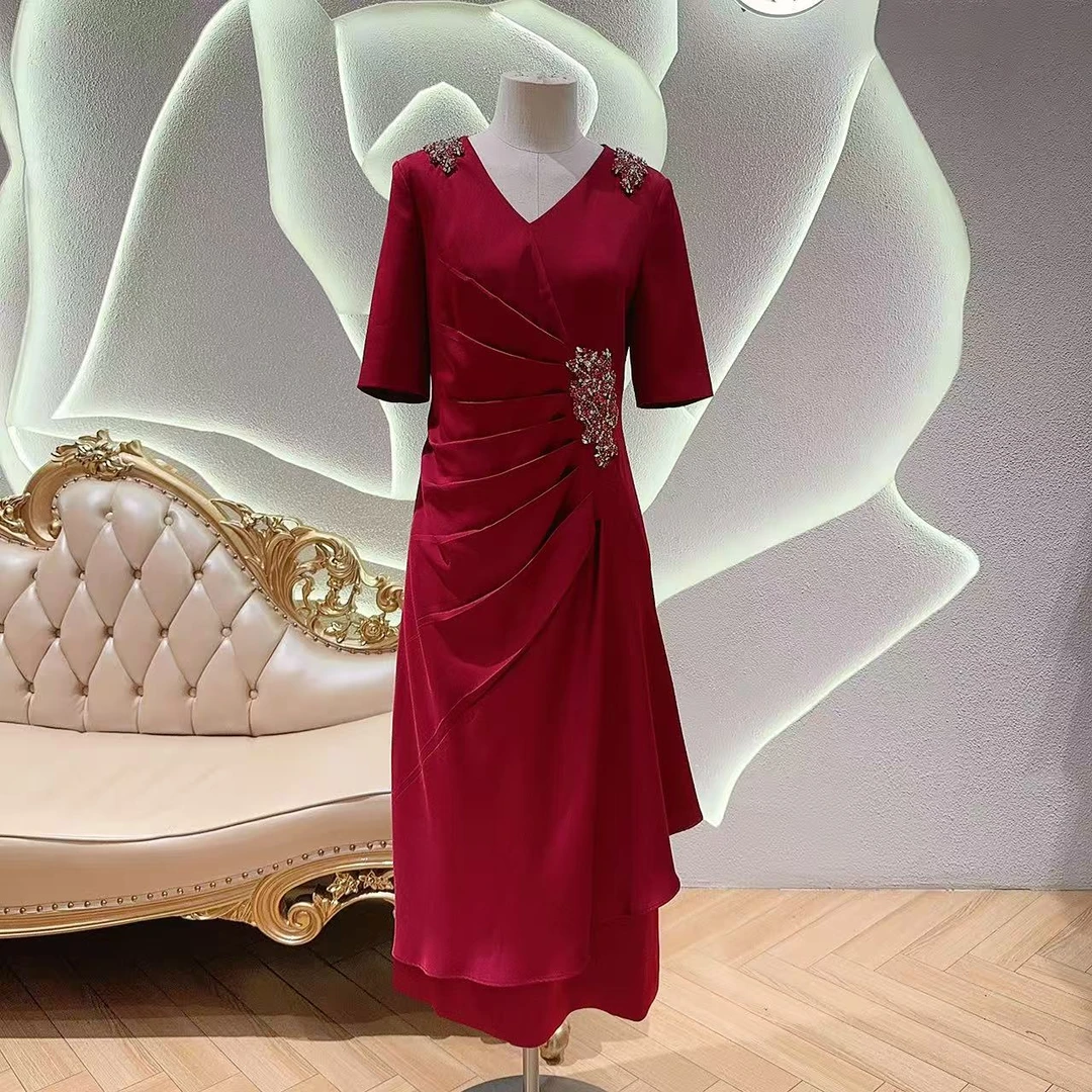 【金姐高定喜服】红韵流光喜婆婆妈妈高档婚礼高贵礼服出C3335