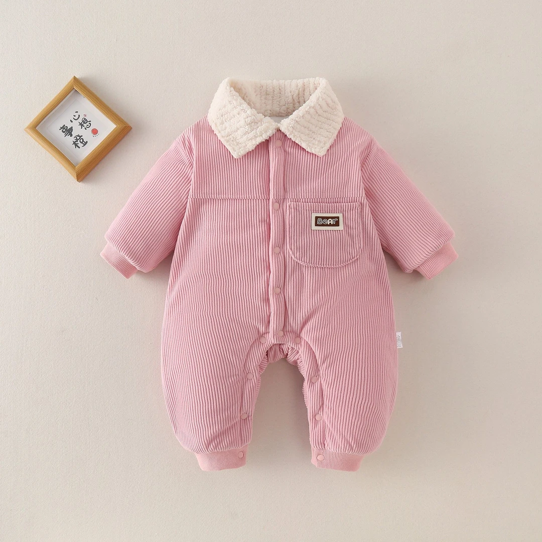 哈衣连身衣0-1岁潮男宝宝衣服加绒女宝洋气幼儿加厚400克整体