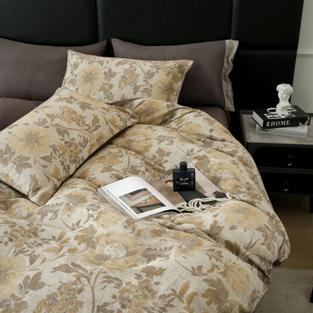 【专柜断码】高端工艺超柔长绒棉砂洗亲肤彩棉色织四件套-未央