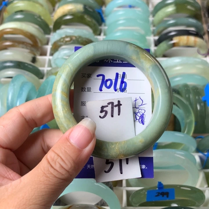 未镶嵌蛇纹石玉手镯7016