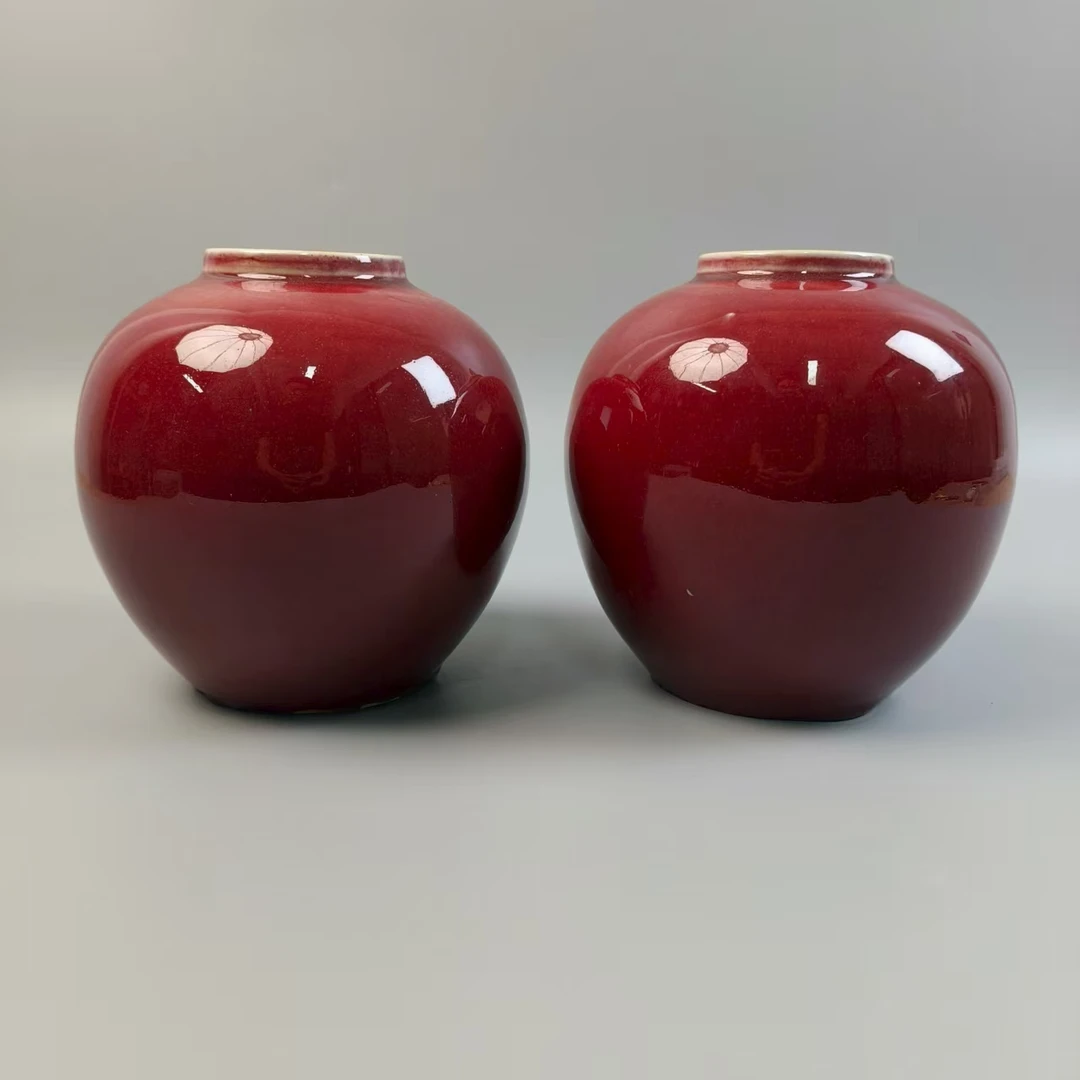 17 114 清代 豇豆红罐一对-4080129