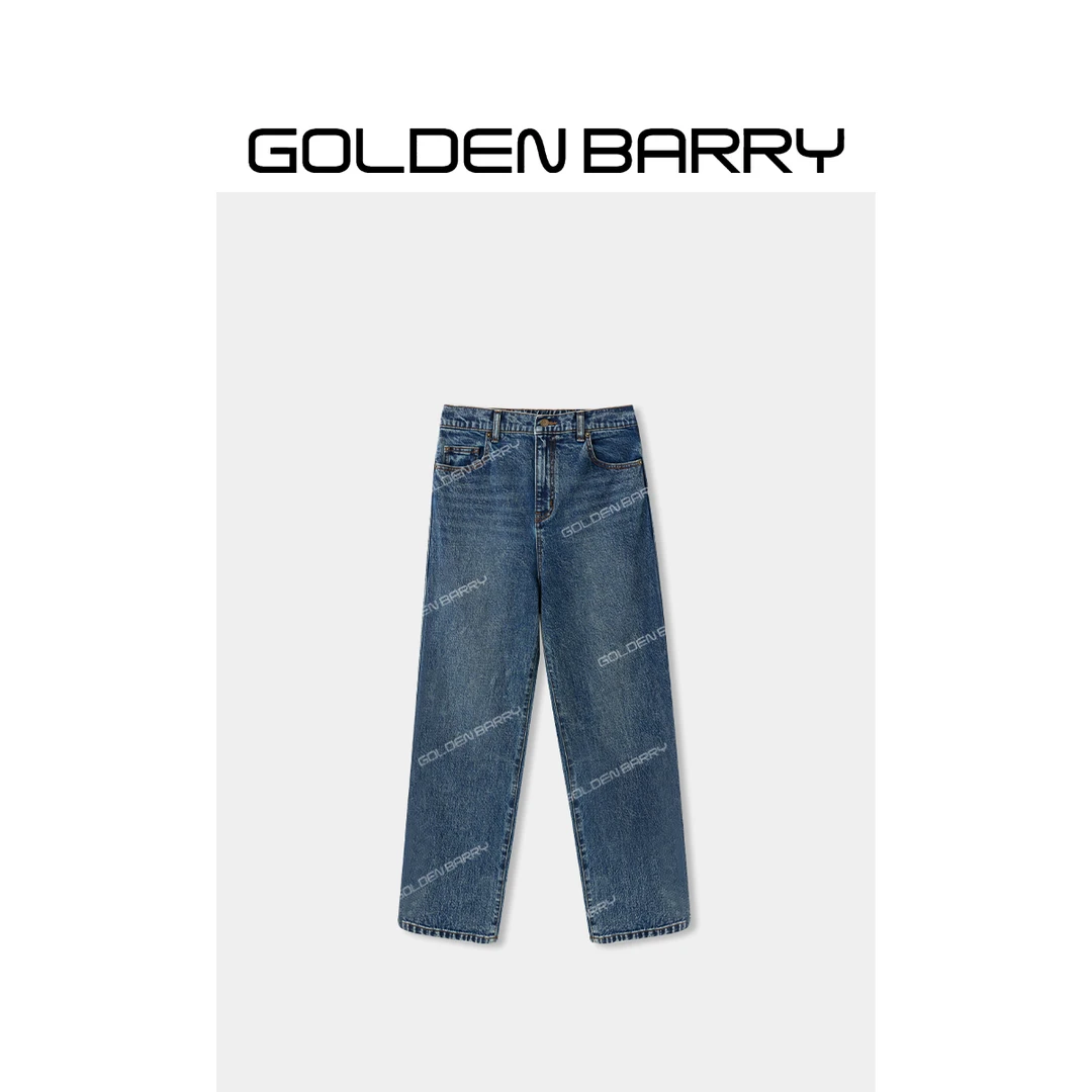 GOLDENBARRY|503183“雪花裤”做旧水洗直简牛仔裤