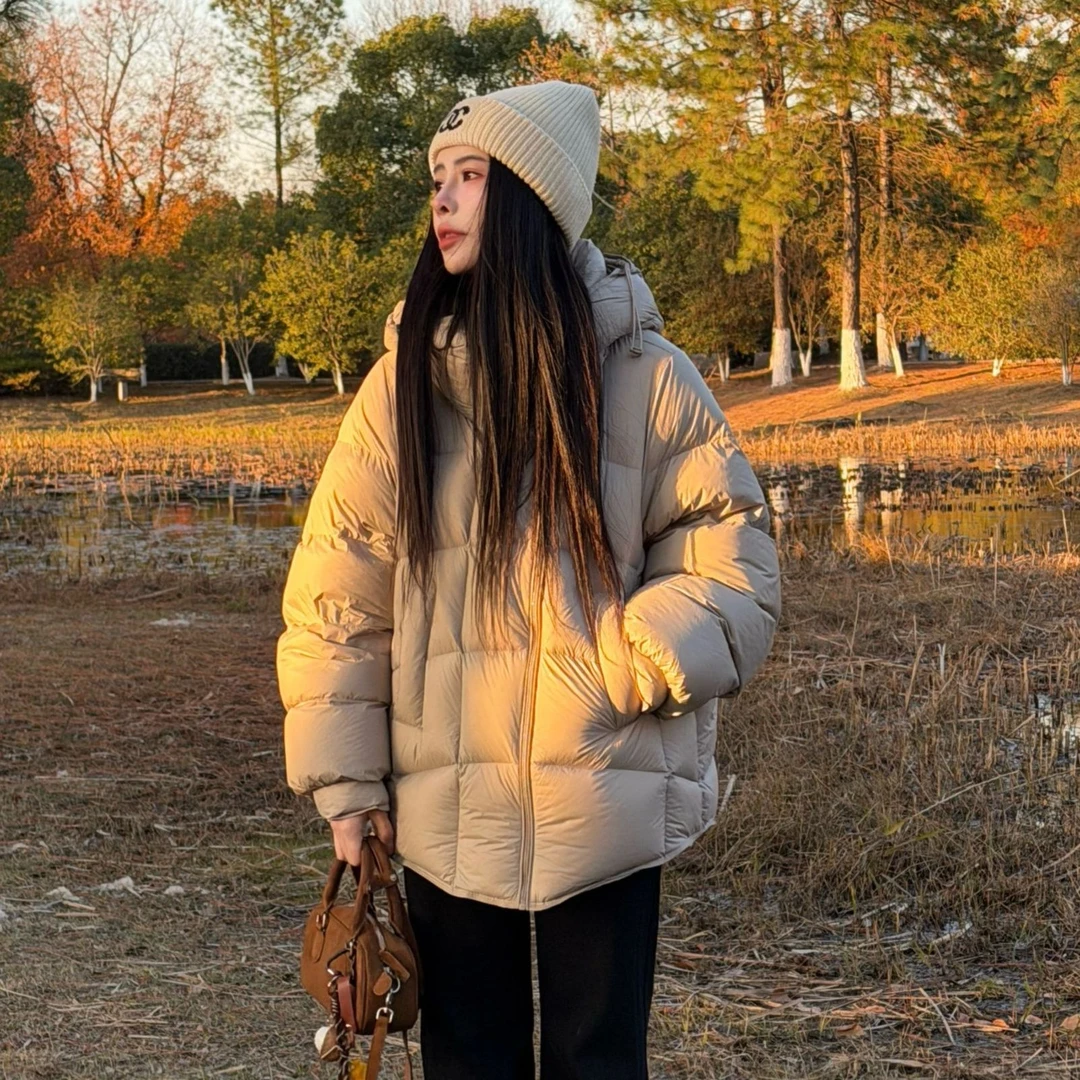 宿慕SUMU连帽羽绒服女装2025冬季新款韩版保暖90绒羽绒服外套989