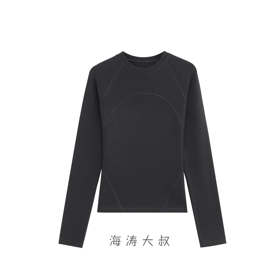 【海涛大叔】 LU同款拼接鱼骨插肩打底衫 GSJ086