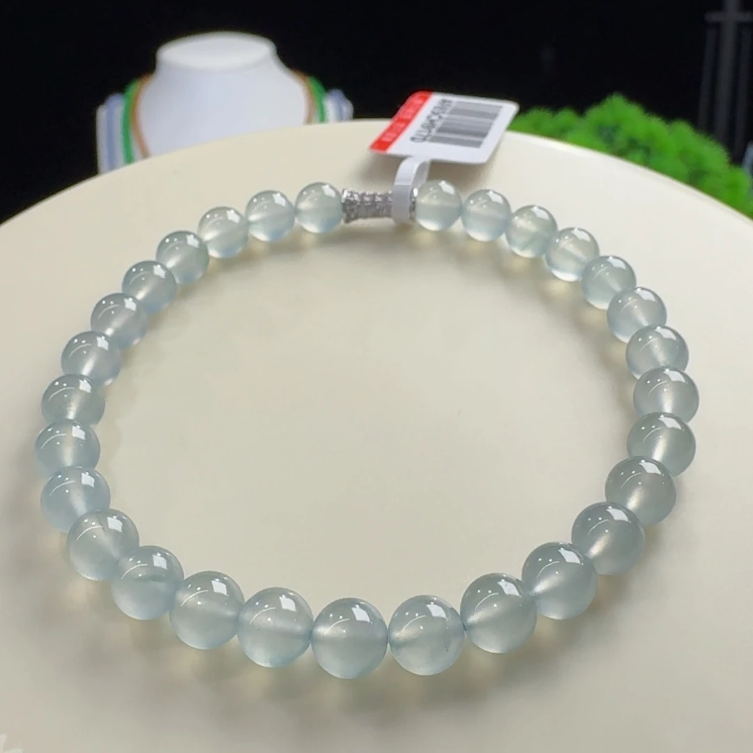 翡翠未镶嵌手链高冰蓝钢单圈卡5.8mm
