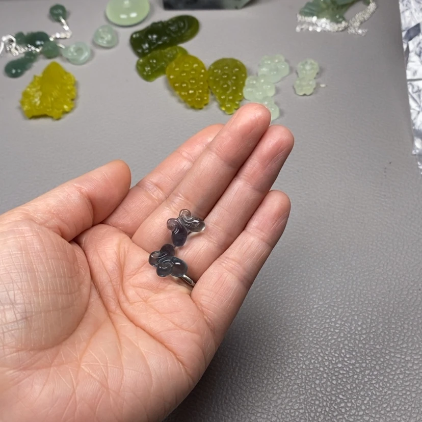 【闪购商品】萤石挂件耳饰耳环项链未镶嵌8*