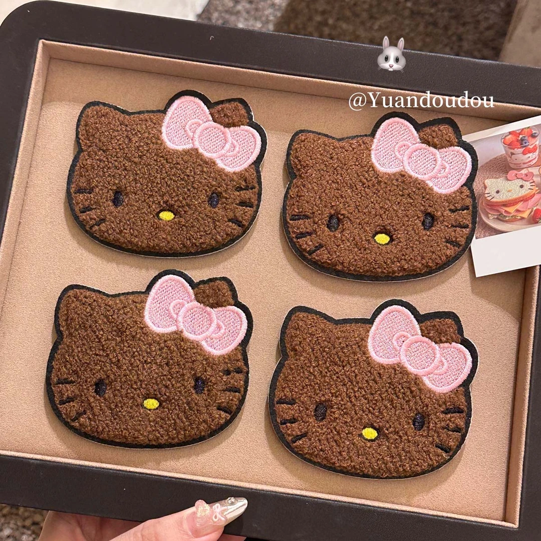 可爱刺绣黑皮KT!猫咪魔术贴发卡无痕刘海贴整理碎发神器发饰品