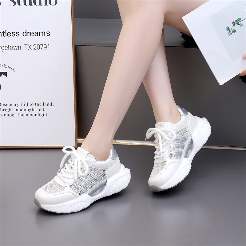 健步鞋女2025新款春季网鞋透气爆米花超轻便软底跑步鞋休闲运动鞋