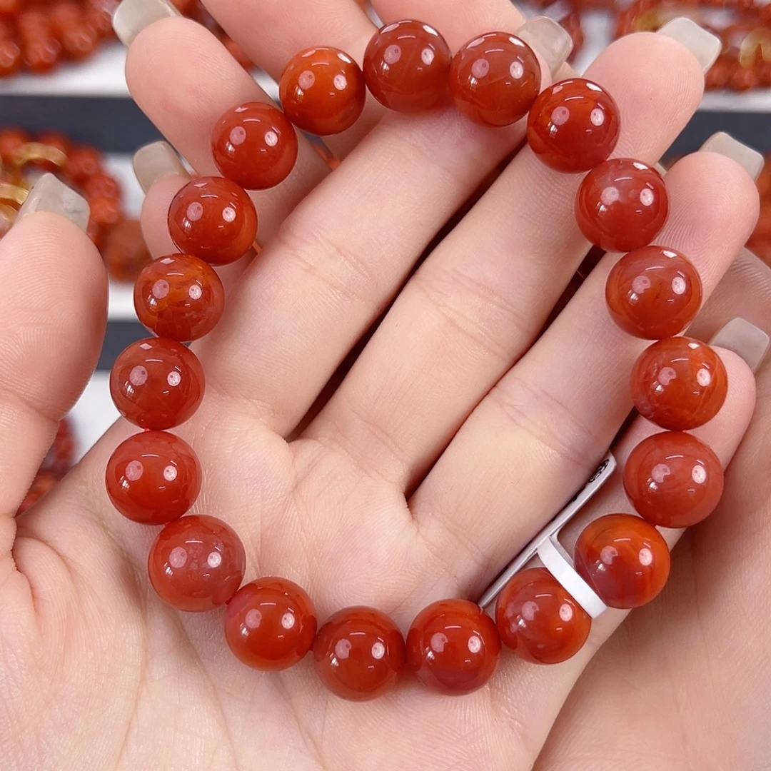 南红玛瑙未镶嵌瓦西锦红玉化11mm手串