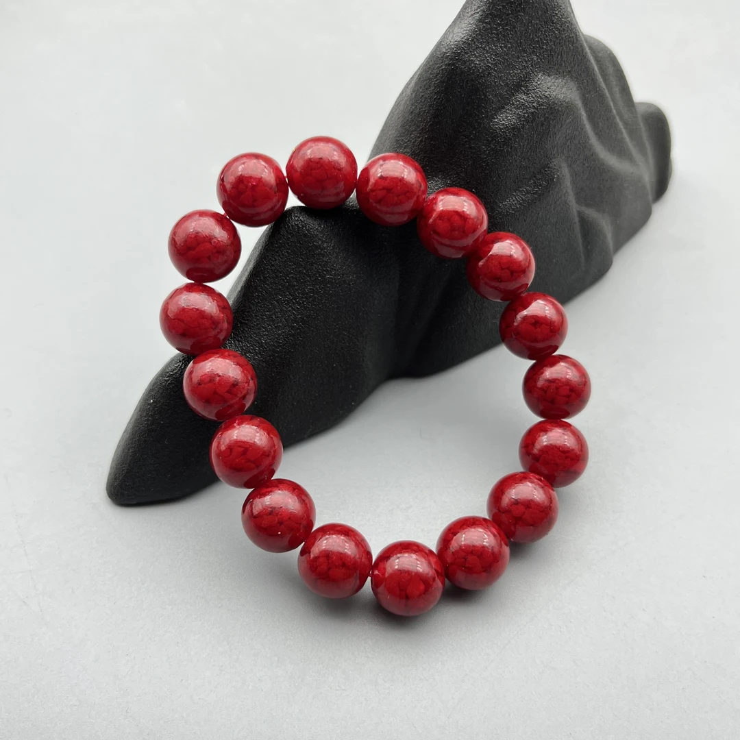 含辰砂工艺品JT293-晶体素珠12mm单圈手串