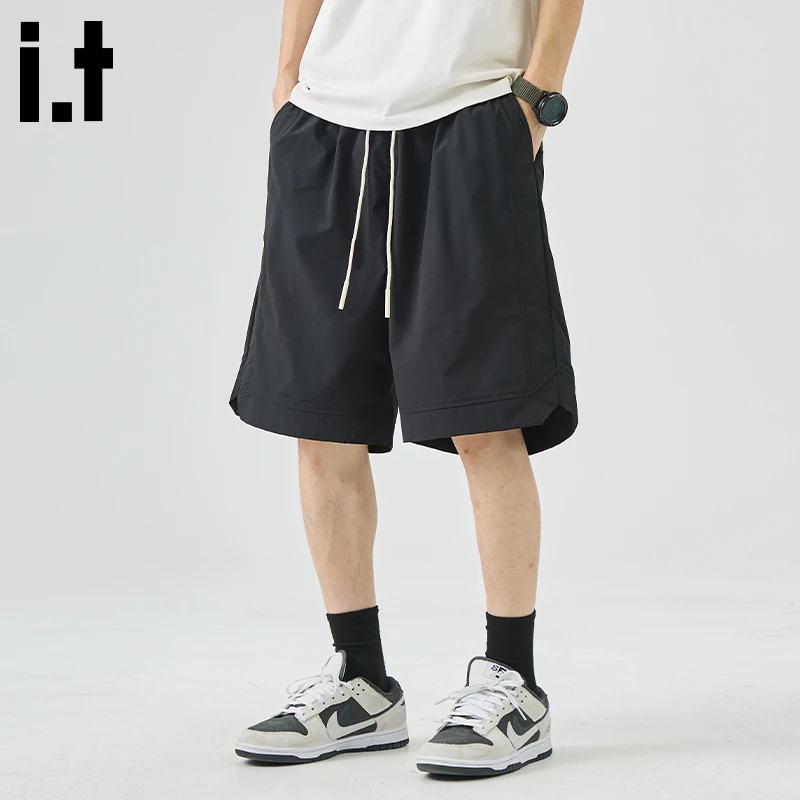 i.t:CHOCOOLATE男士薄款网眼短裤2025夏薄款休闲宽松五分运动中裤