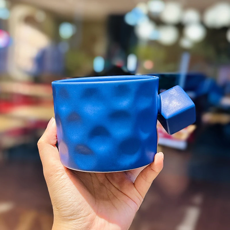 小众设计师款方快把手马克杯创意办公室水杯北欧风色釉咖啡杯