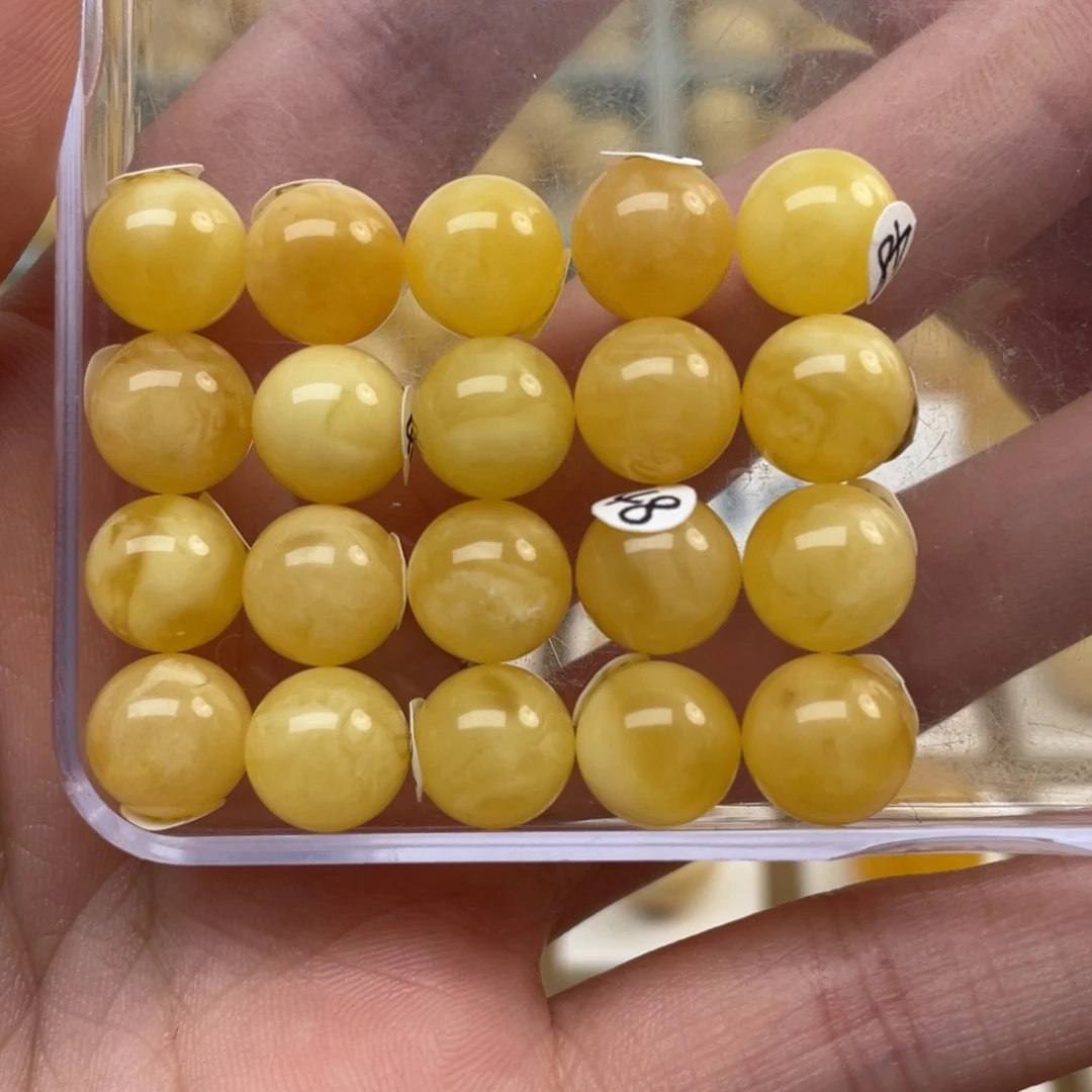 蜜蜡裸石未镶嵌蜜蜡圆珠手串9+mm