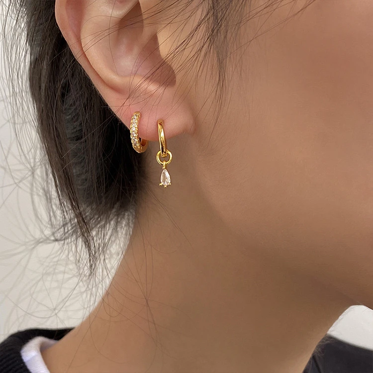 铜合金耳饰 韩版精致气质耳扣（三件套）
