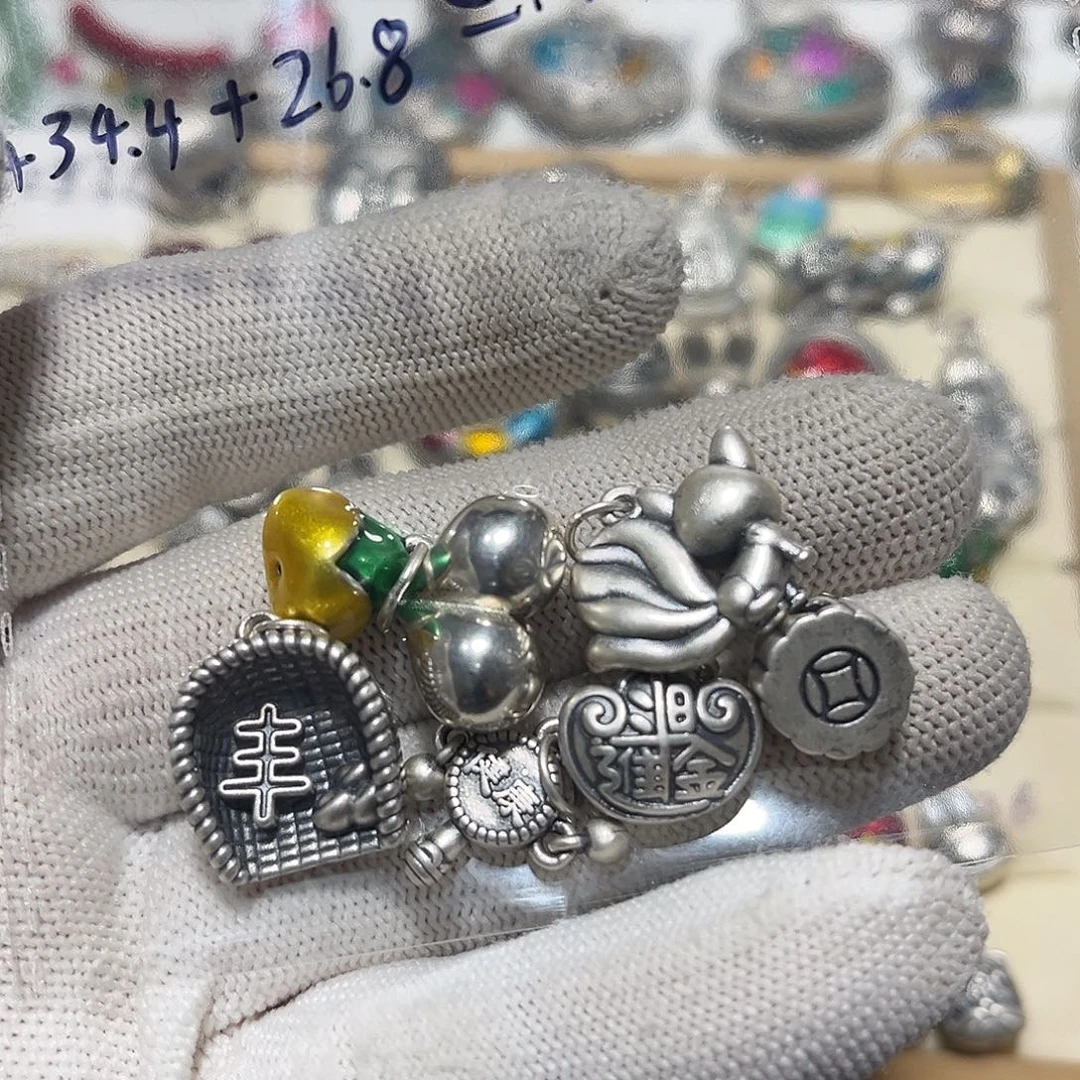 吊坠足银珐琅七个