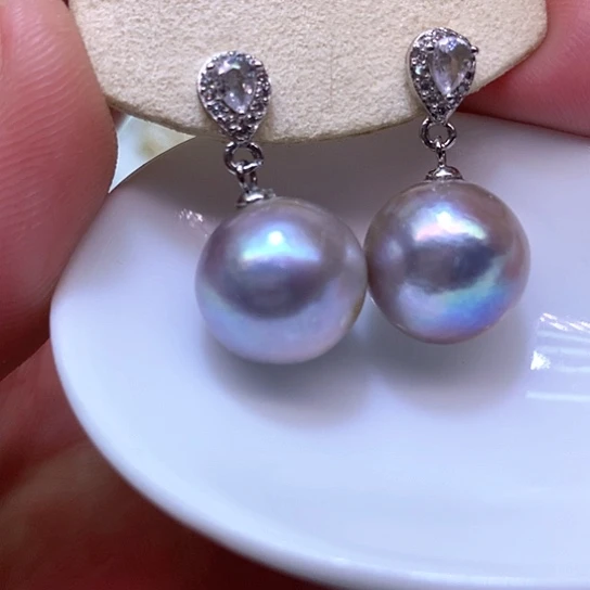 淡水珍珠耳饰银S925镶嵌