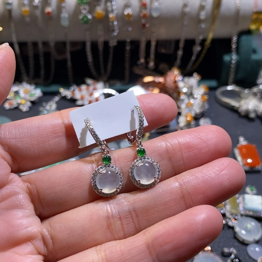 翡翠手链银S925镶嵌翡翠