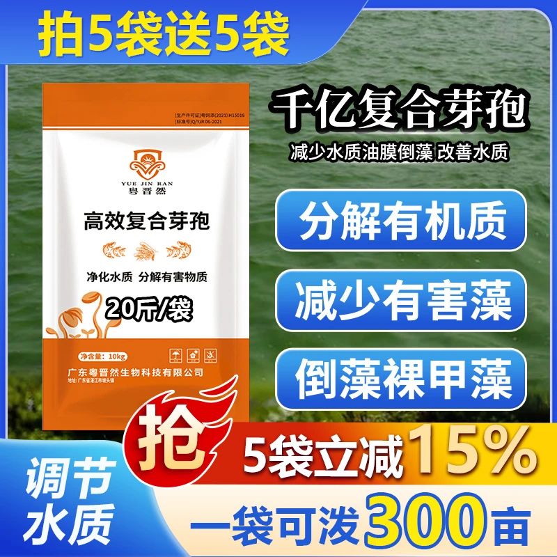 粤晋然千亿复合芽孢杆菌水产养殖专用枯草调净水氨氮亚盐厂家直销