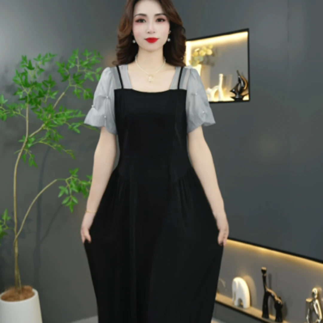 7100法式连衣裙气质时尚显瘦黑色收腰