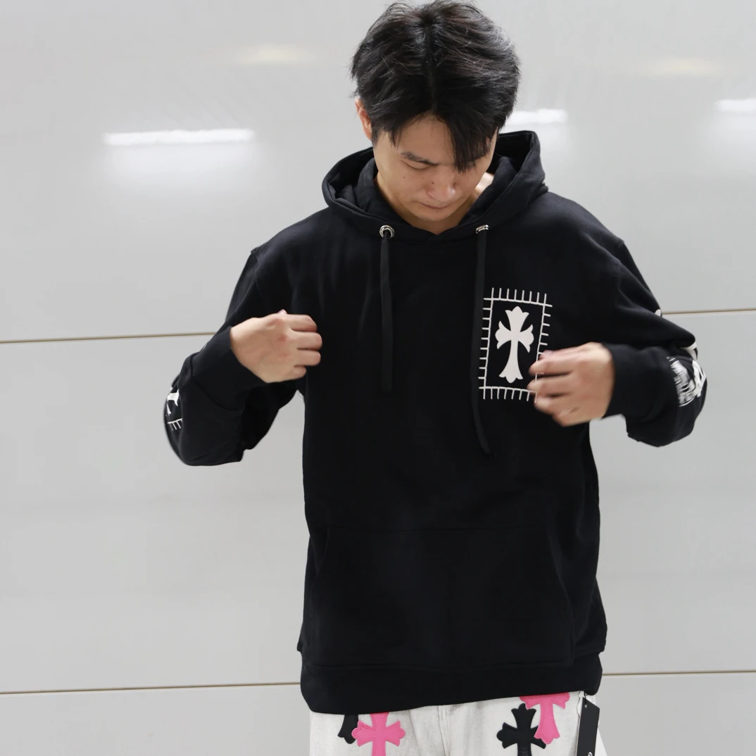 【CH】印花长袖十字架带帽修身连帽套头冬季春秋卫衣男女同款秋季